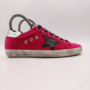 Golden Goose Superstar Women's EU 36 Pink Velvet Black Leather Star Lace Up